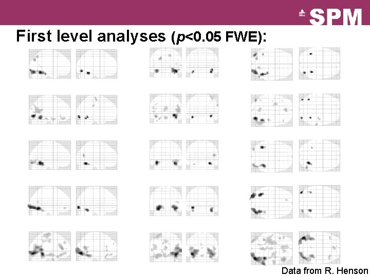 First level analyses (p<0. 05 FWE): Data from R. Henson 