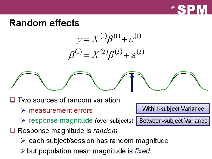 Random effects q Two sources of random variation: Within-subject Variance Ø measurement errors Ø