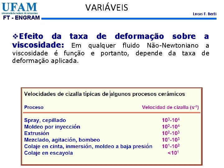 UFAM Universidade Federal do Amazonas FT - ENGRAM VARIÁVEIS Lucas F. Berti v. Efeito