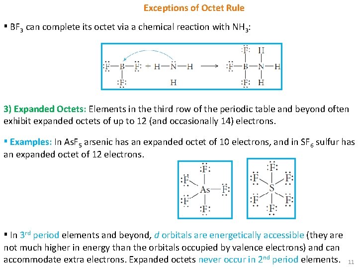 Exceptions of Octet Rule ▪ BF 3 can complete its octet via a chemical