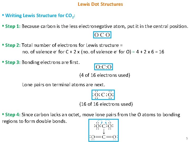 Lewis Dot Structures ▪ Writing Lewis Structure for CO 2: ▪ Step 1: Because