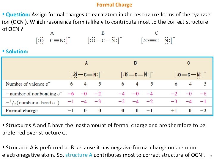 Formal Charge ▪ Question: Assign formal charges to each atom in the resonance forms