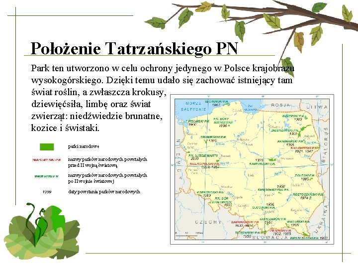 Położenie Tatrzańskiego PN Park ten utworzono w celu ochrony jedynego w Polsce krajobrazu wysokogórskiego.