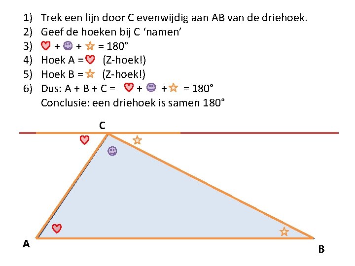 1) 2) 3) 4) 5) 6) Trek een lijn door C evenwijdig aan AB
