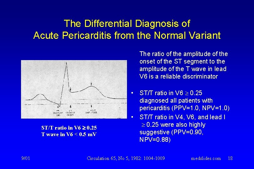 The Differential Diagnosis of Acute Pericarditis from the Normal Variant The ratio of the The Differential Diagnosis of Acute Pericarditis from the Normal Variant The ratio of the