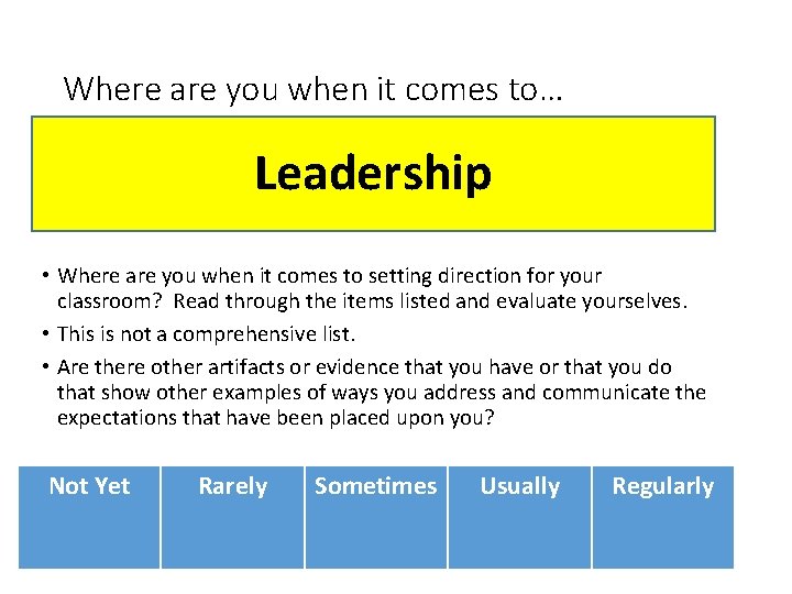 Where are you when it comes to… Leadership • Where are you when it Where are you when it comes to… Leadership • Where are you when it