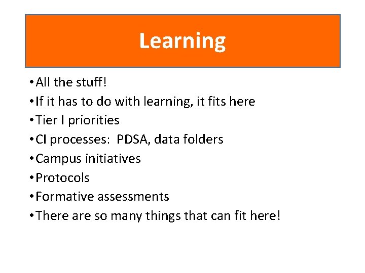 Learning • All the stuff! • If it has to do with learning, it Learning • All the stuff! • If it has to do with learning, it
