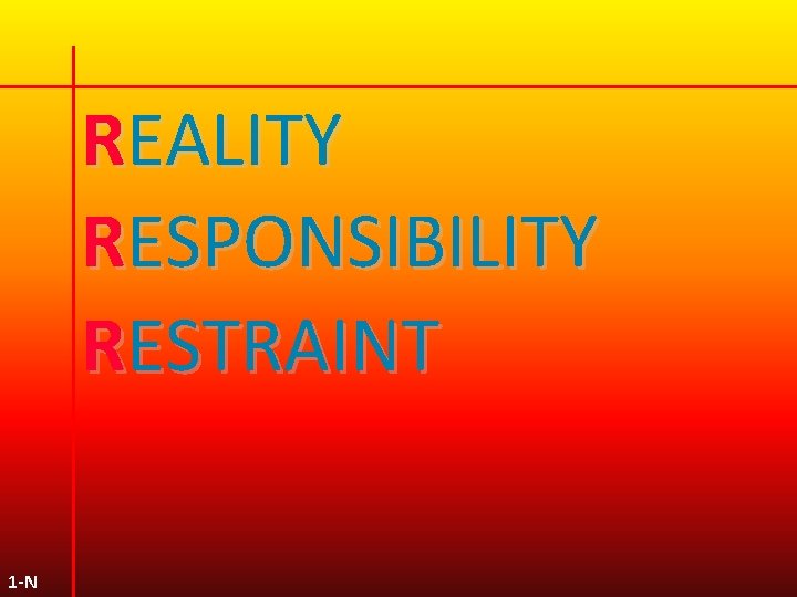 REALITY RESPONSIBILITY RESTRAINT 1 -N 