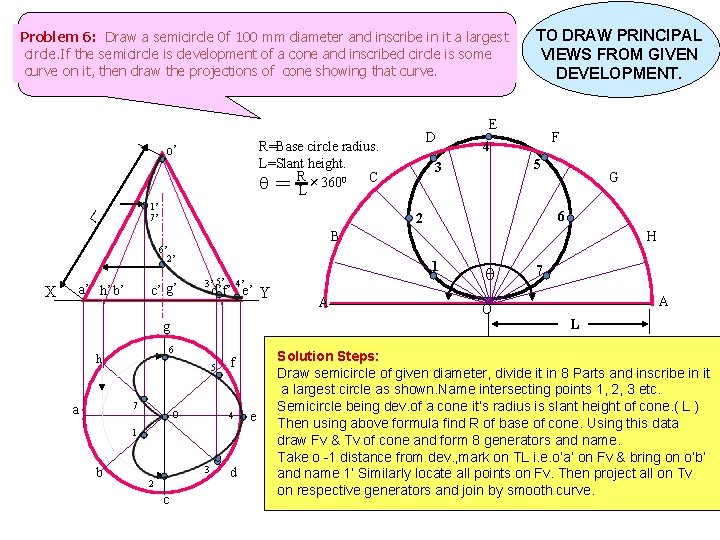 Problem 6: Draw a semicircle 0 f 100 mm diameter and inscribe in it Problem 6: Draw a semicircle 0 f 100 mm diameter and inscribe in it