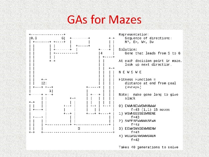 GAs for Mazes 