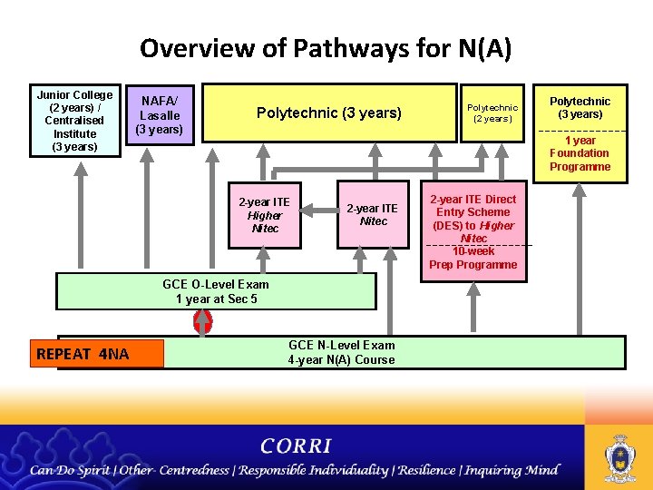 Overview of Pathways for N(A) Junior College (2 years) / Centralised Institute (3 years)