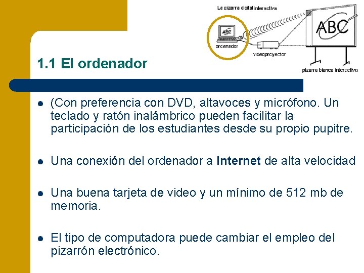 1. 1 El ordenador l (Con preferencia con DVD, altavoces y micrófono. Un teclado
