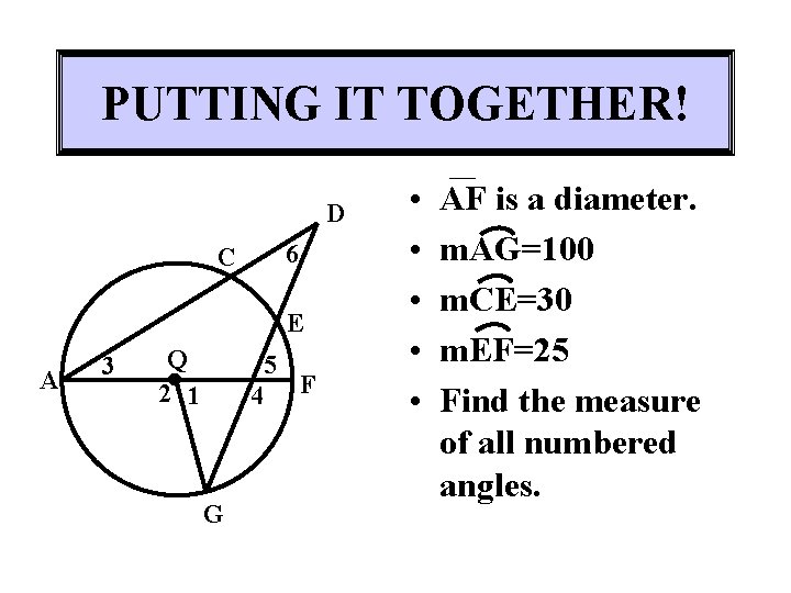 PUTTING IT TOGETHER! D 6 C E A 3 Q 2 1 5 4 PUTTING IT TOGETHER! D 6 C E A 3 Q 2 1 5 4