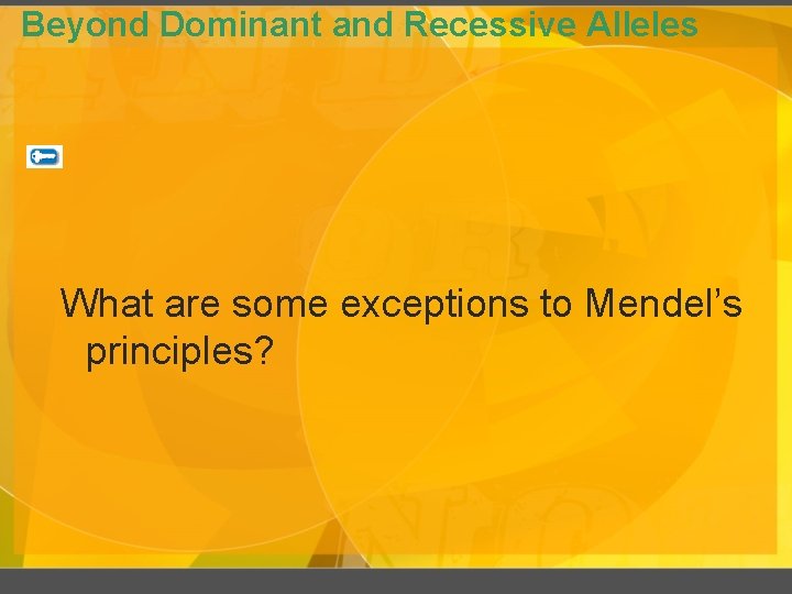 Beyond Dominant and Recessive Alleles What are some exceptions to Mendel’s principles? 