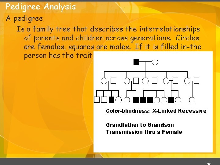 Pedigree Analysis A pedigree Is a family tree that describes the interrelationships of parents