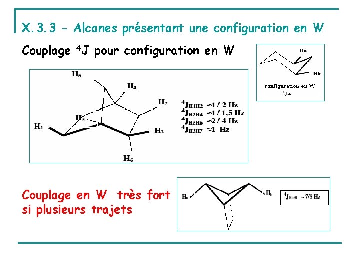 X. 3. 3 - Alcanes présentant une configuration en W Couplage 4 J pour