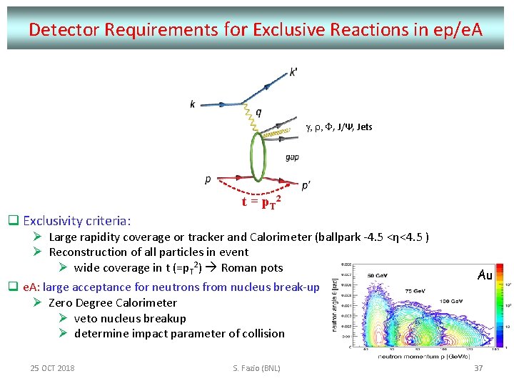 Detector Requirements for Exclusive Reactions in ep/e. A g, r, F, J/Ψ, Jets q