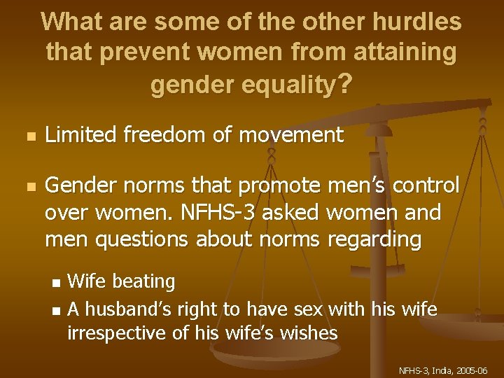 What are some of the other hurdles that prevent women from attaining gender equality?