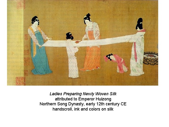 Ladies Preparing Newly Woven Silk attributed to Emperor Huizong Northern Song Dynasty, early 12