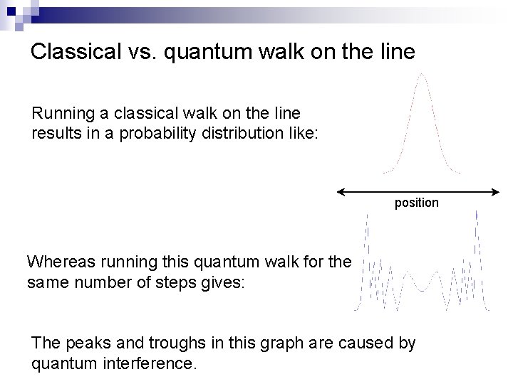 Classical vs. quantum walk on the line Running a classical walk on the line