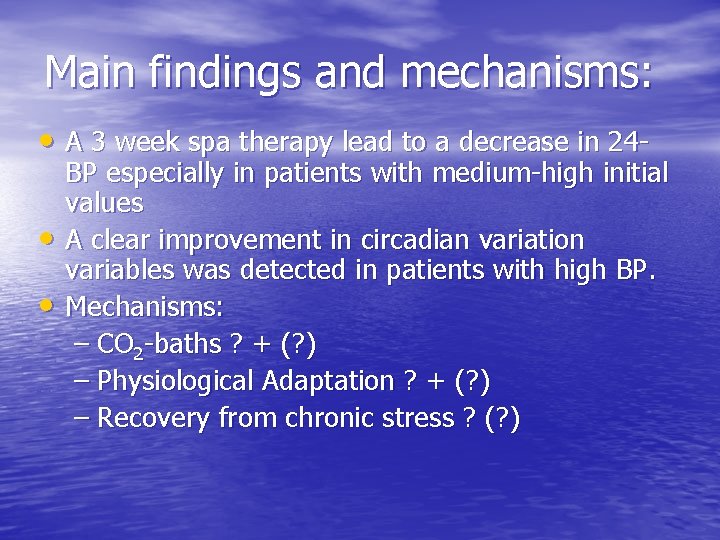 Main findings and mechanisms: • A 3 week spa therapy lead to a decrease