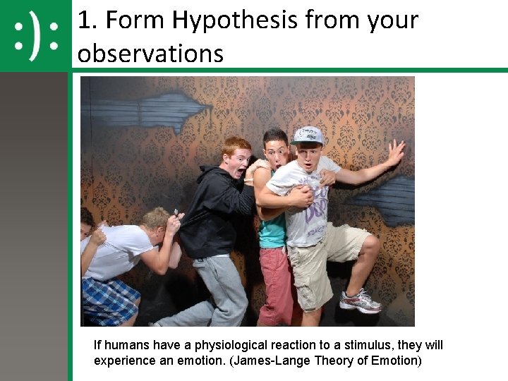 1. Form Hypothesis from your observations If humans have a physiological reaction to a