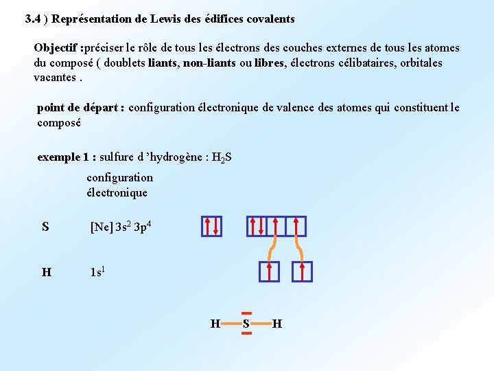 3. 4 ) Représentation de Lewis des édifices covalents Objectif : préciser le rôle