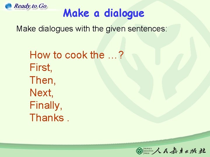 Make a dialogue Make dialogues with the given sentences: How to cook the …?