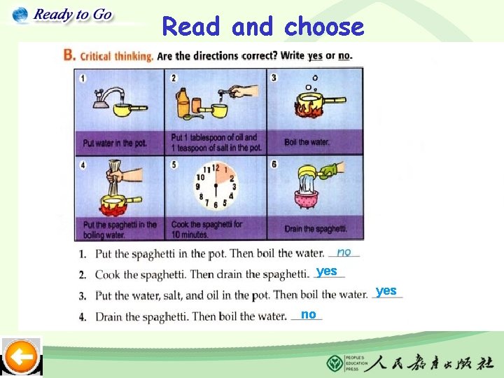 Read and choose yes no 