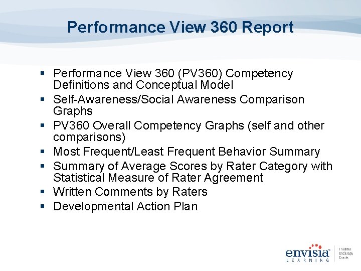 Performance View 360 Report § Performance View 360 (PV 360) Competency Definitions and Conceptual
