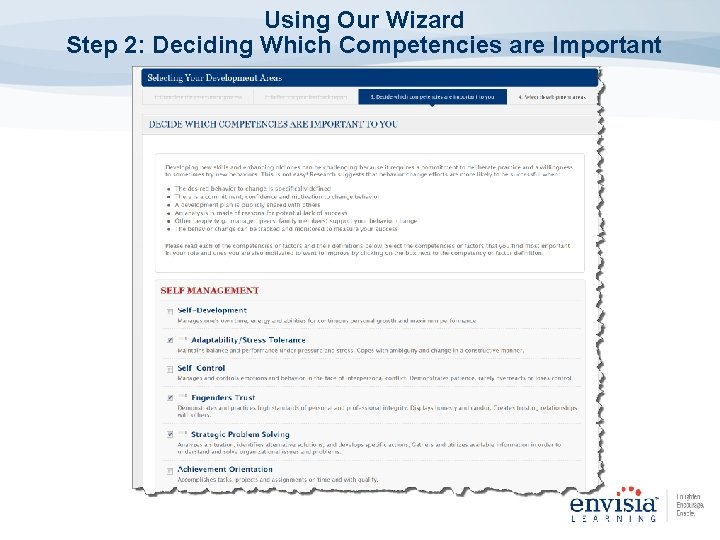 Using Our Wizard Step 2: Deciding Which Competencies are Important 