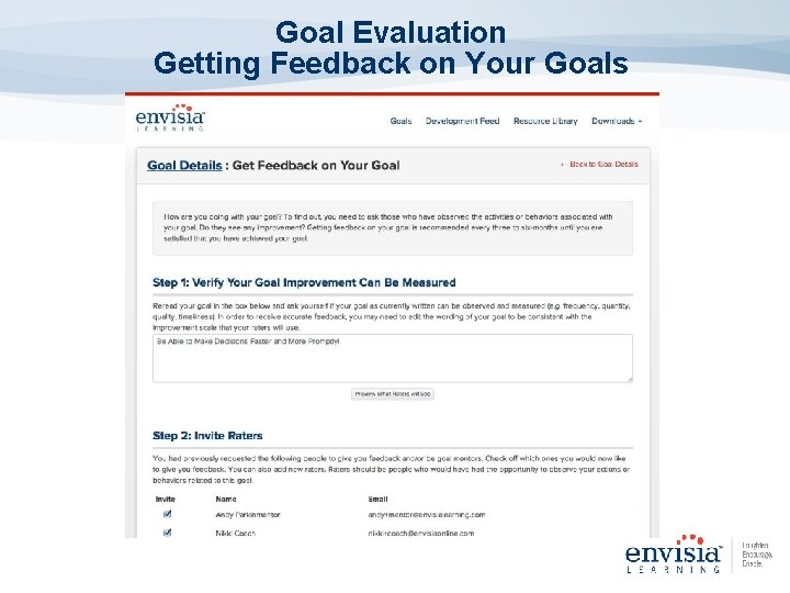 Goal Evaluation Getting Feedback on Your Goals 