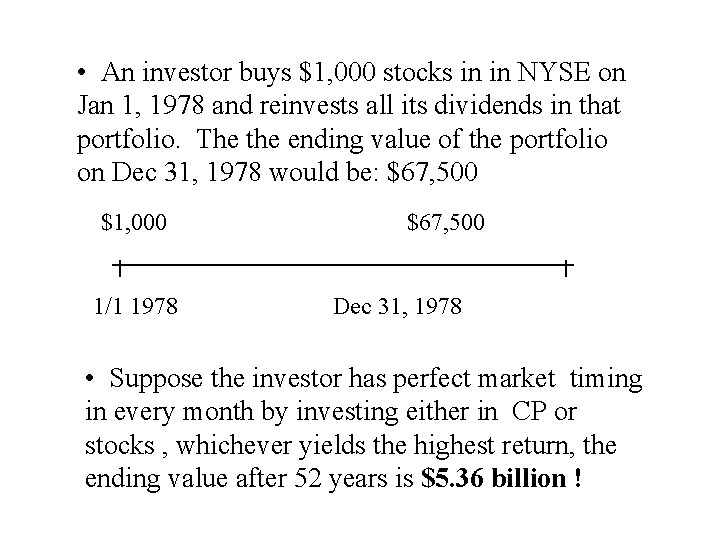  • An investor buys $1, 000 stocks in in NYSE on Jan 1,