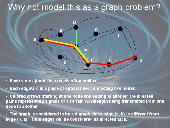 Why not model this as a graph problem? D G B I A E