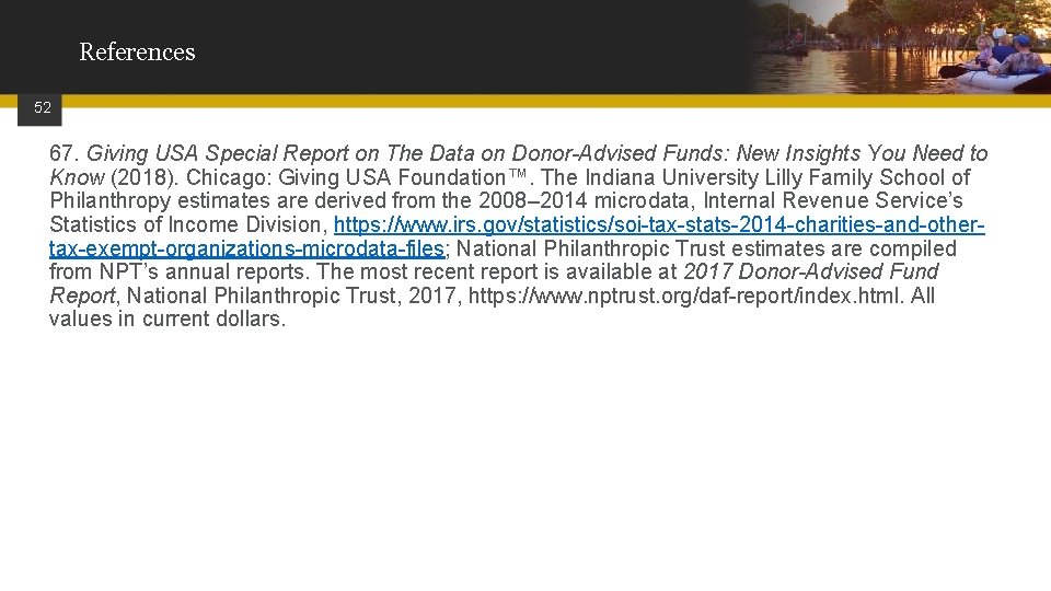 References 52 67. Giving USA Special Report on The Data on Donor-Advised Funds: New