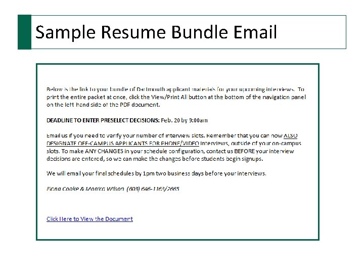 Sample Resume Bundle Email 