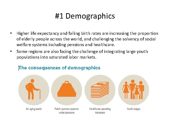 #1 Demographics • Higher life expectancy and falling birth rates are increasing the proportion