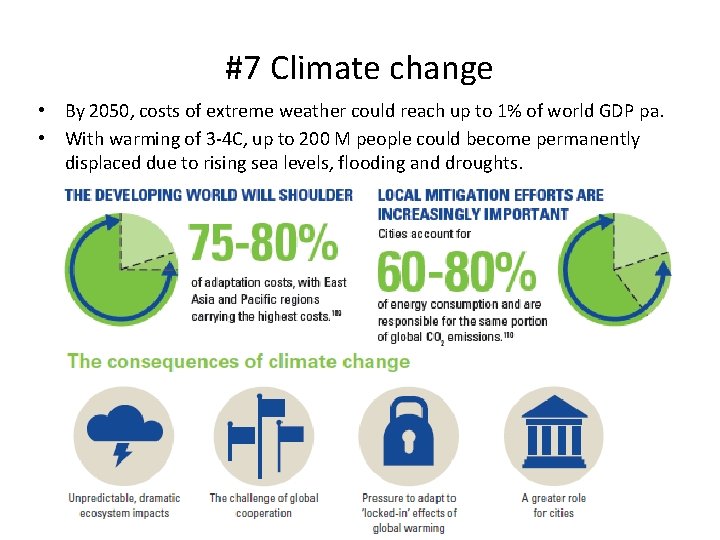#7 Climate change • By 2050, costs of extreme weather could reach up to