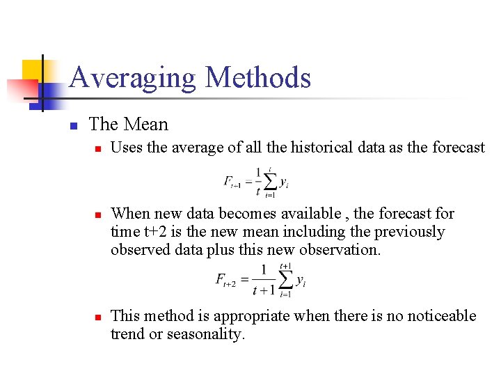 Applied Business Forecasting and Planning MOVING AVERAGES AND