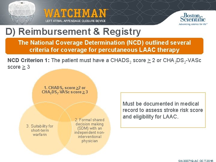 D) Reimbursement & Registry The National Coverage Determination (NCD) outlined several criteria for coverage