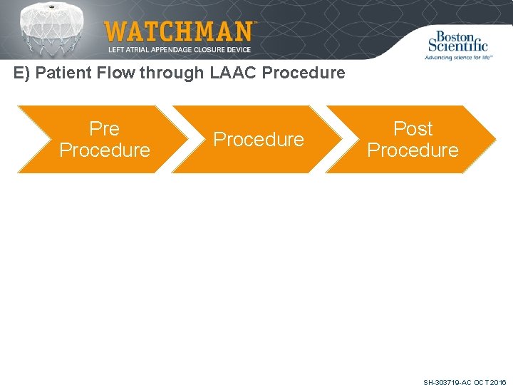 E) Patient Flow through LAAC Procedure Post Procedure SH-303719 -AC OCT 2016 