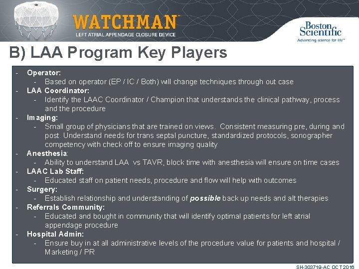 B) LAA Program Key Players - - Operator: - Based on operator (EP /