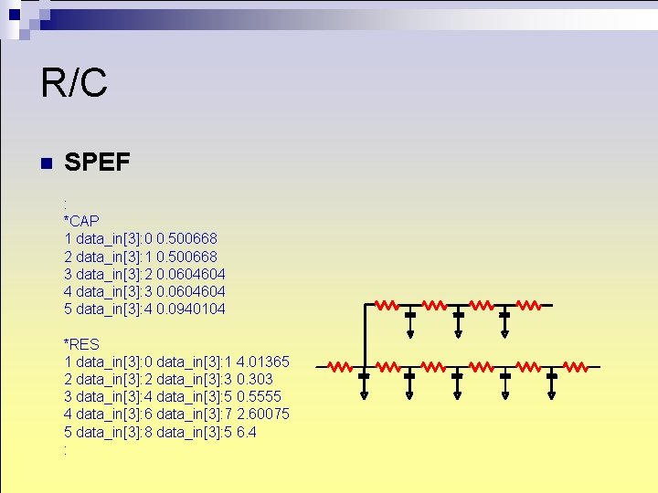 R/C n SPEF : *CAP 1 data_in[3]: 0 0. 500668 2 data_in[3]: 1 0.