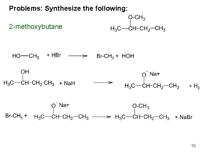Problems: Synthesize the following: 2 -methoxybutane 10 Problems: Synthesize the following: 2 -methoxybutane 10