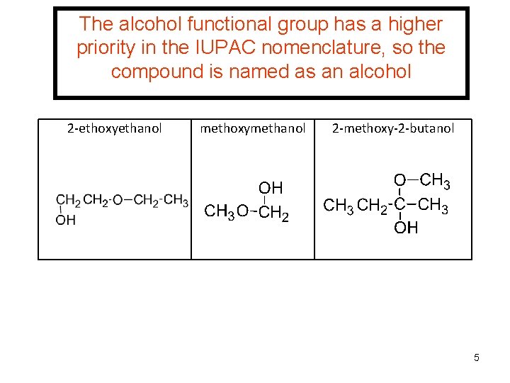 The alcohol functional group has a higher priority in the IUPAC nomenclature, so the The alcohol functional group has a higher priority in the IUPAC nomenclature, so the