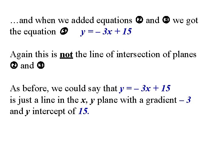 …and when we added equations and we got the equation y = – 3 …and when we added equations and we got the equation y = – 3