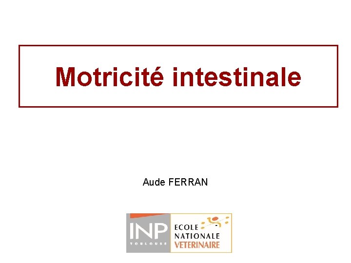 Motricité intestinale Aude FERRAN 