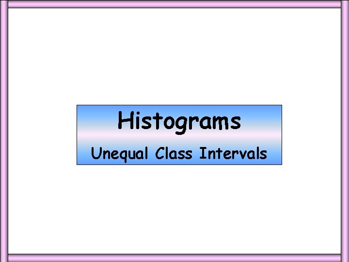 Histograms Unequal Class Intervals 