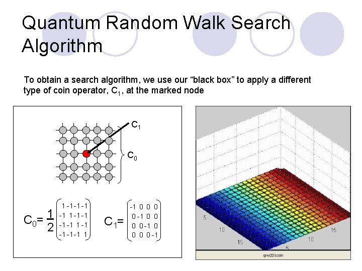 Quantum Random Walk Search Algorithm To obtain a search algorithm, we use our “black