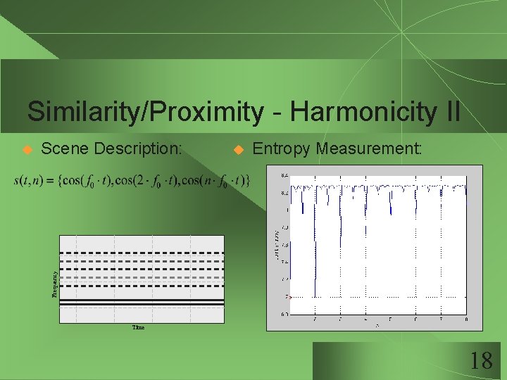 Similarity/Proximity - Harmonicity II Scene Description: u Entropy Measurement: Frequency u Time 18 